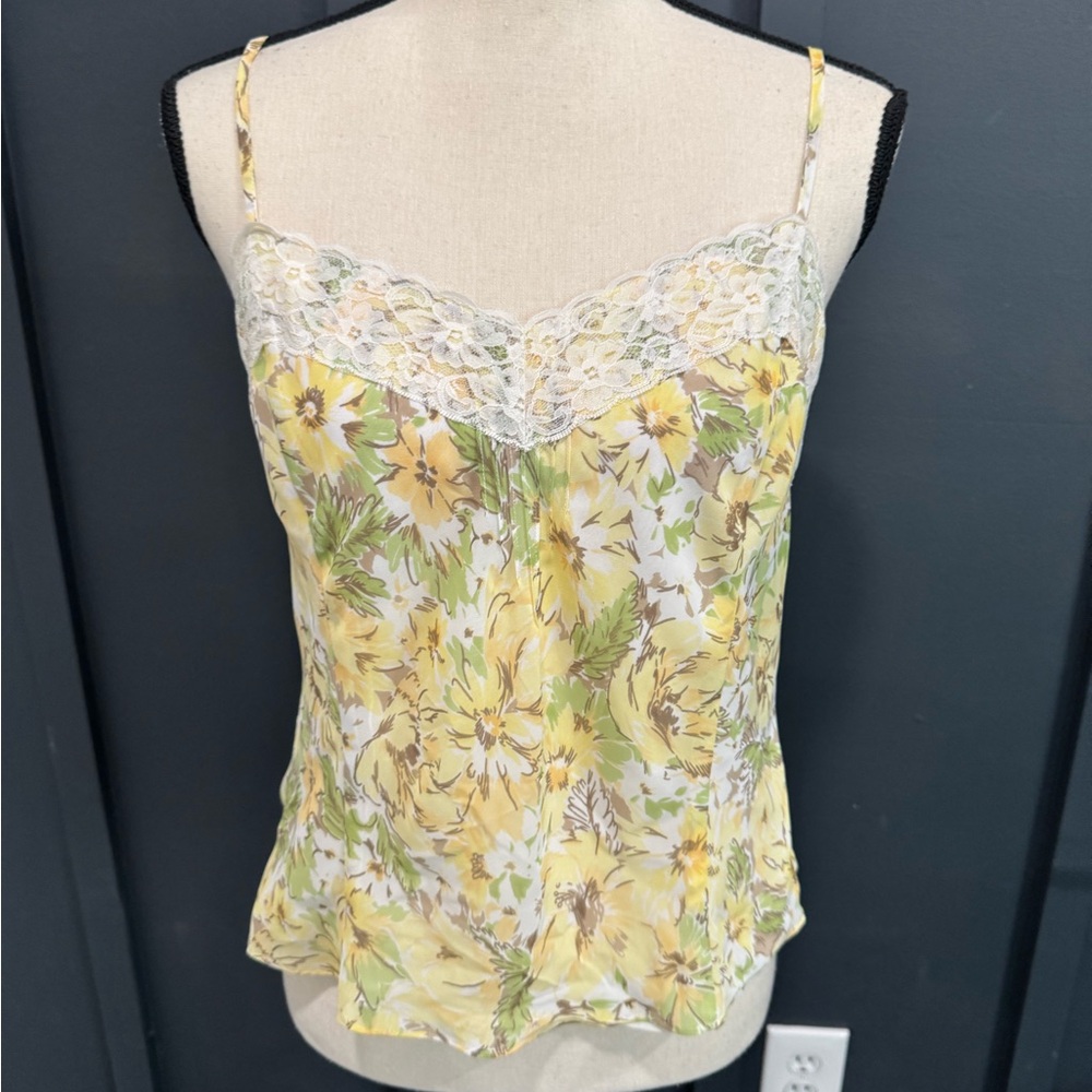 Floral Lace Trim Camisole Top